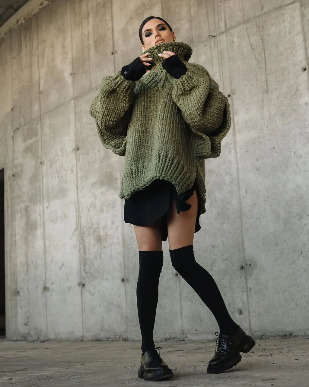 Knitted Wide Collar Loose Fit Sweater for Women | Casual Wear