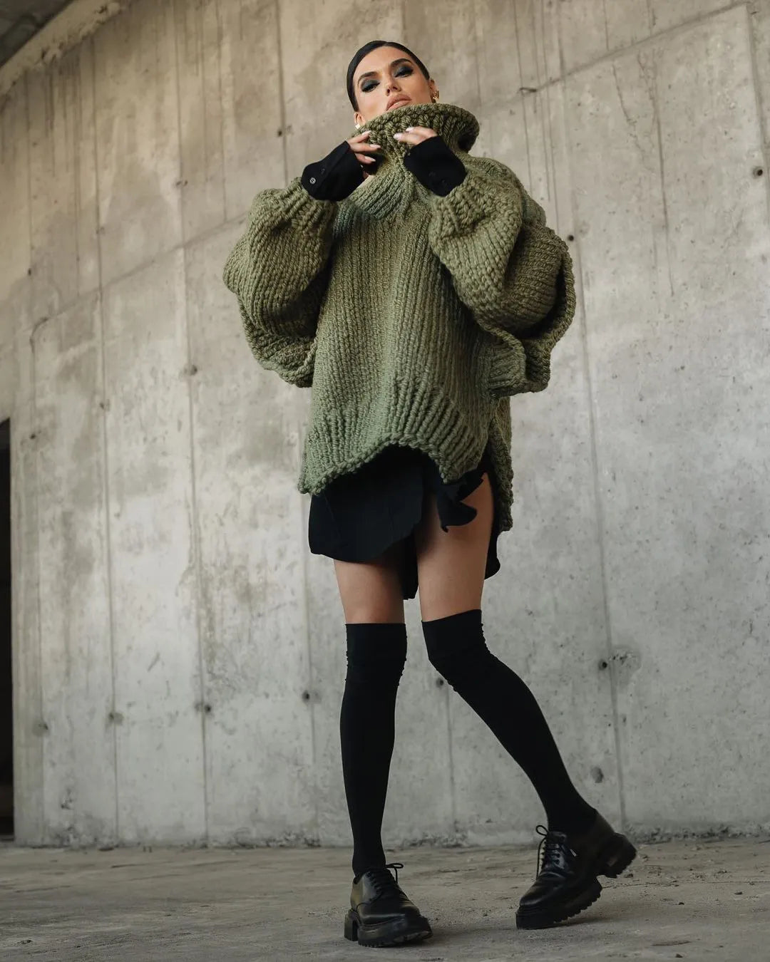 Women's Sweater | Loose Fit with Knitted Collar Structure Fashionable