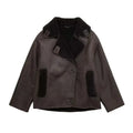 Brown Wide Collar Tailored Fit Jacket for Women | Transitional Wear