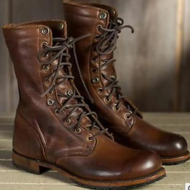 Dark Brown Leather Boots with Flexible Fit and Breathable Lining for Women
