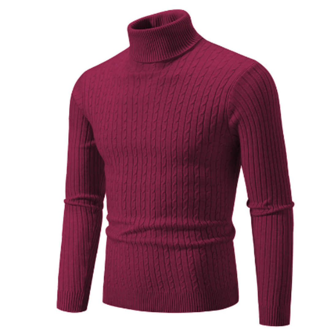 Ribbed Knit Turtleneck Long Sleeve Sweater for Men | Winter Wear