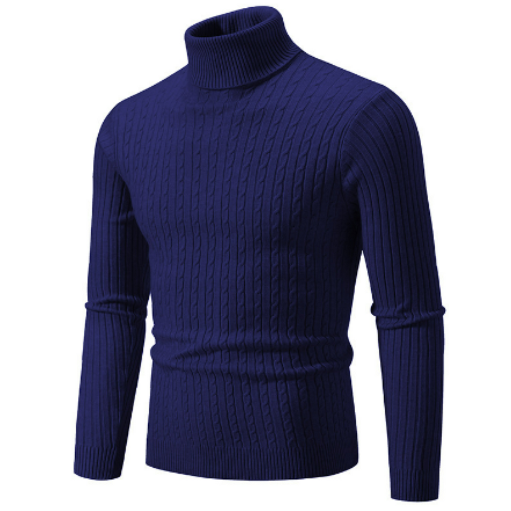 Ribbed Knit Turtleneck Long Sleeve Sweater for Men | Winter Wear
