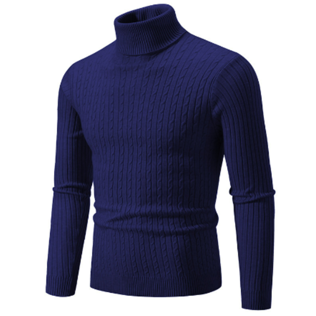 Ribbed Knit Turtleneck Long Sleeve Sweater for Men | Winter Wear