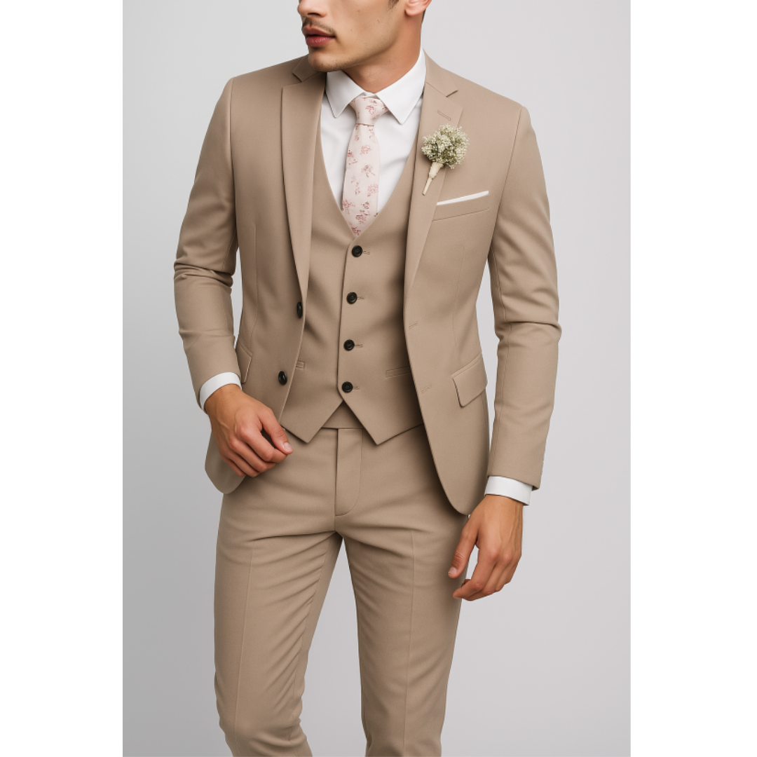Slim Fit Three Piece Formal Suit for Men | Wedding Guest Outfit