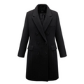 Notched Collar Long Line Tailored Winter Coat with Button Front for Women