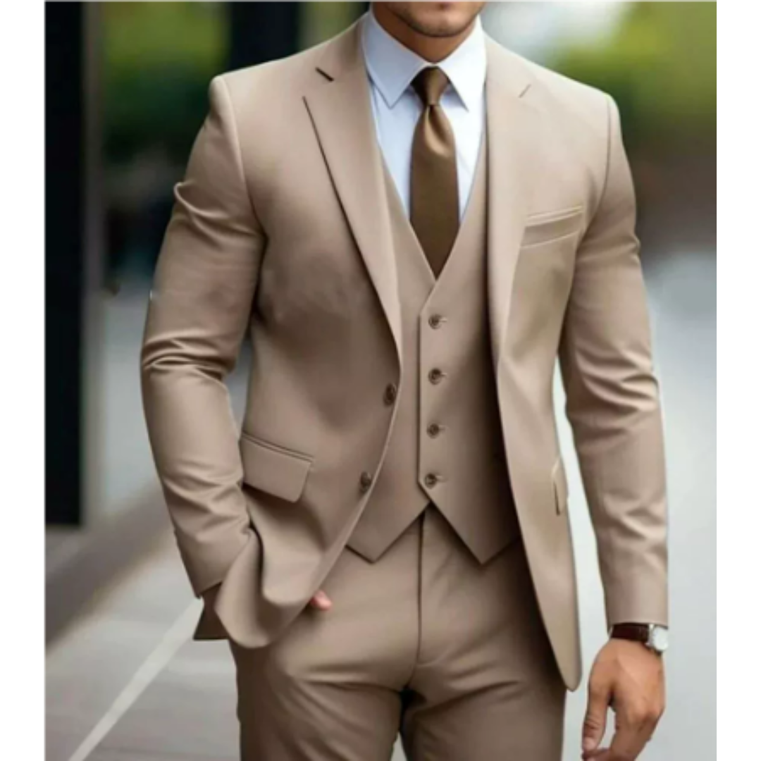 Three Piece Suit Set with Two Button Jacket for Men | Formal Wedding Wear