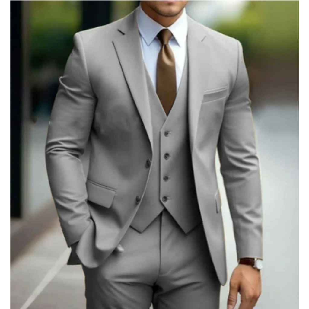 Three Piece Suit Set with Two Button Jacket for Men | Formal Wedding Wear