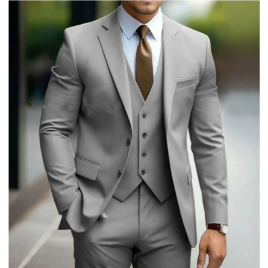 Three Piece Suit Set with Two Button Jacket for Men | Formal Wedding Wear