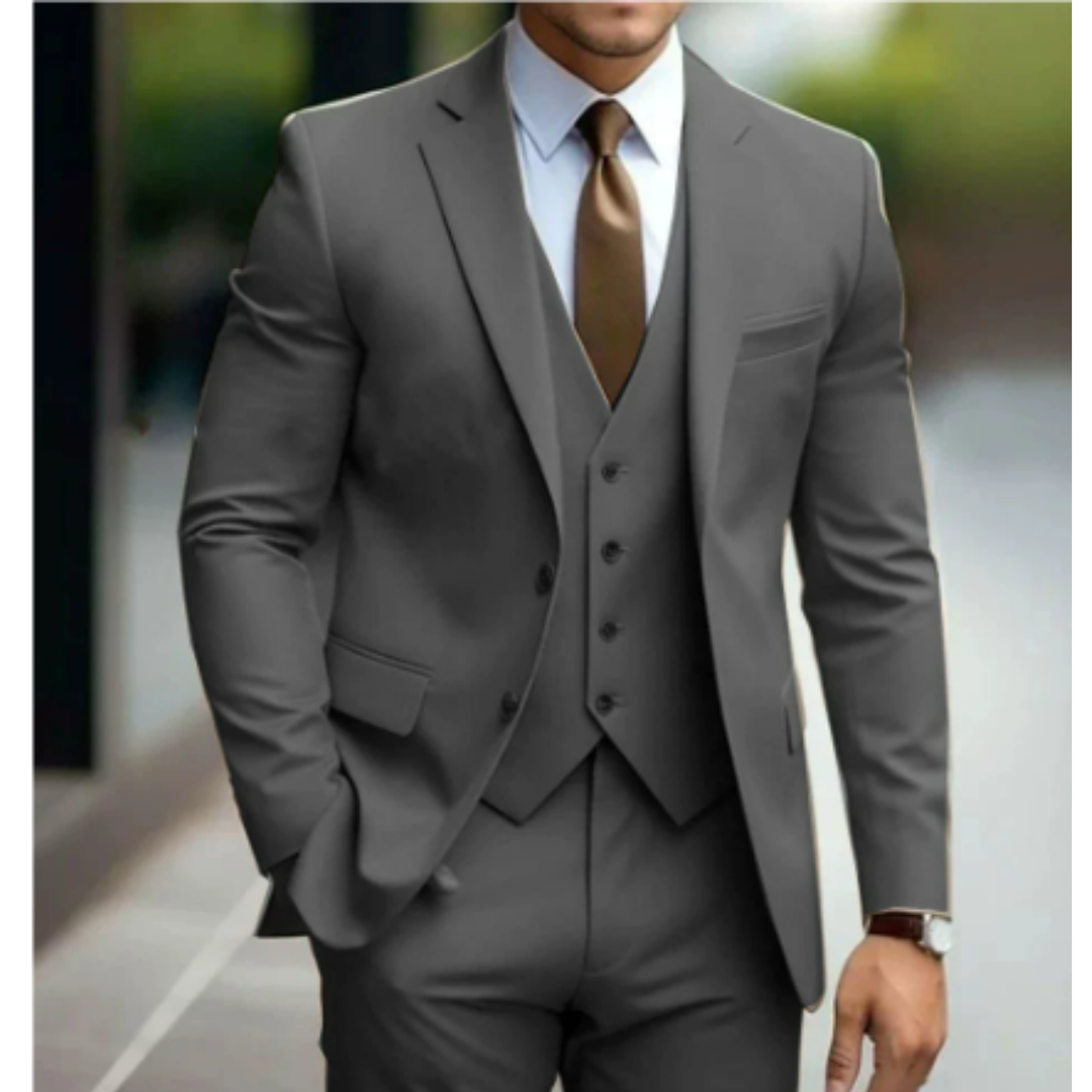 Three Piece Suit Set with Two Button Jacket for Men | Formal Wedding Wear