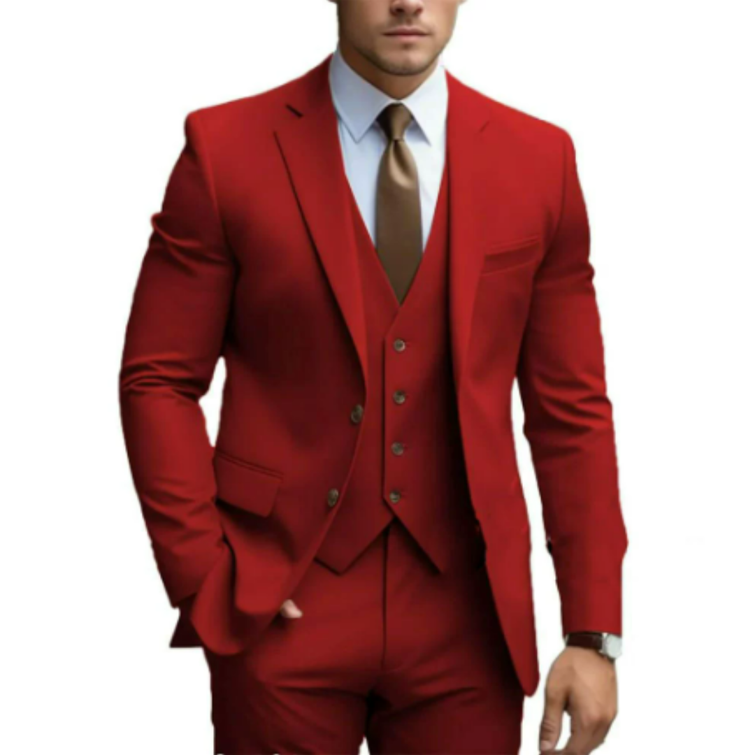 Three Piece Suit Set with Two Button Jacket for Men | Formal Wedding Wear