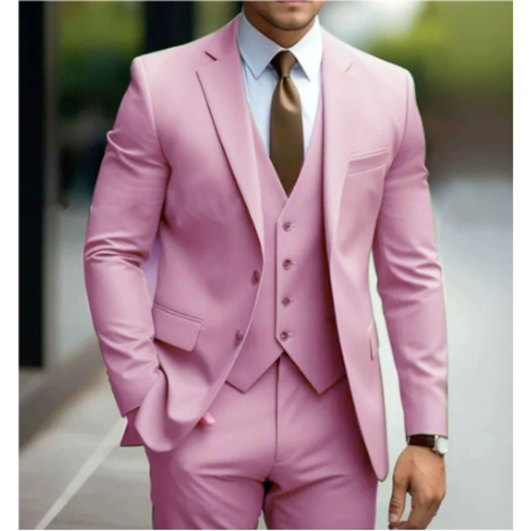Three Piece Suit Set with Two Button Jacket for Men | Formal Wedding Wear