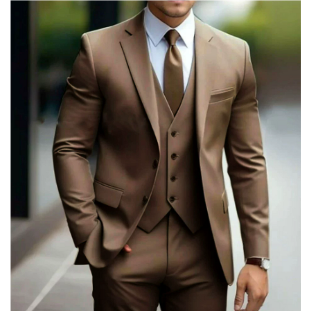 Three Piece Suit Set with Two Button Jacket for Men | Formal Wedding Wear