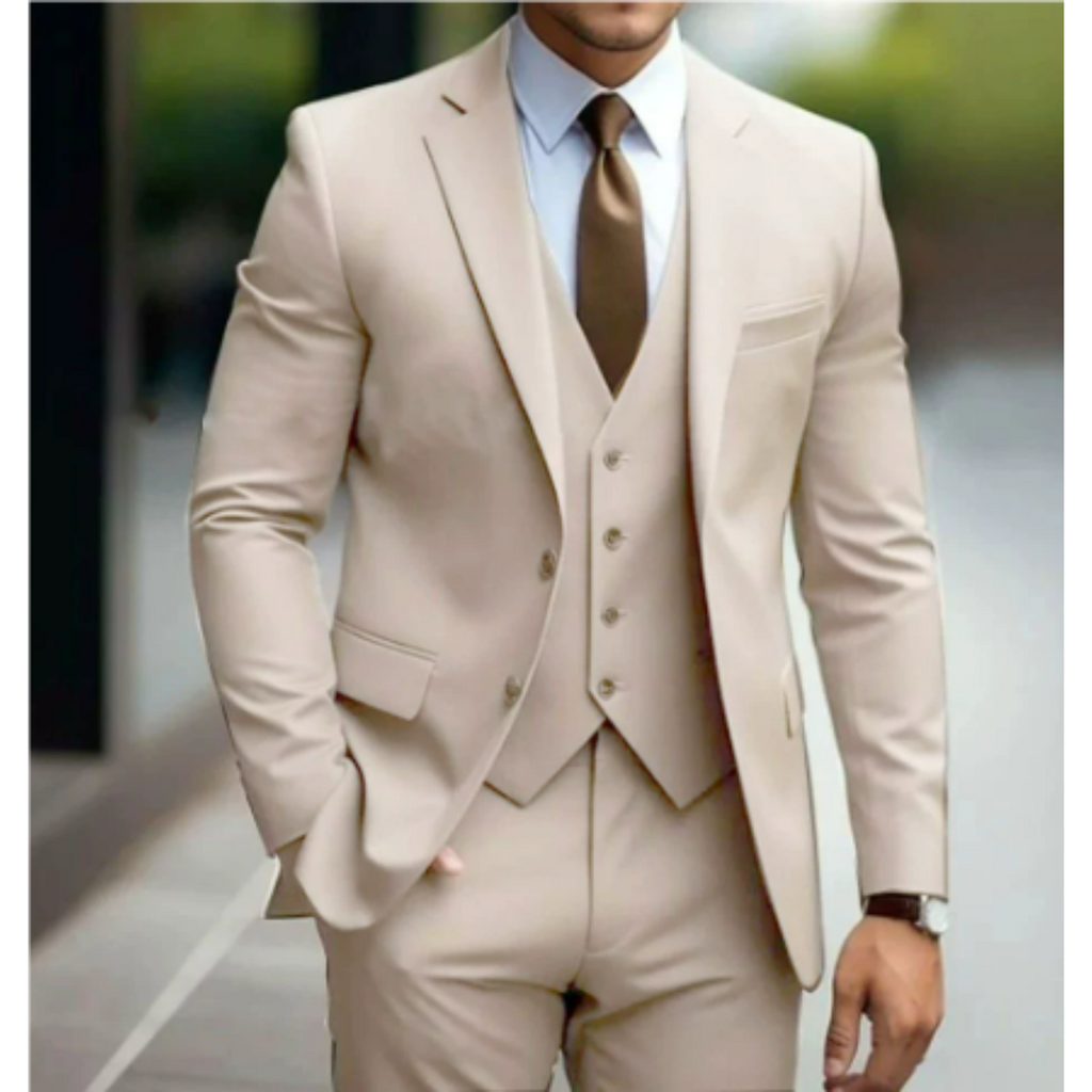 Three Piece Suit Set with Two Button Jacket for Men | Formal Wedding Wear