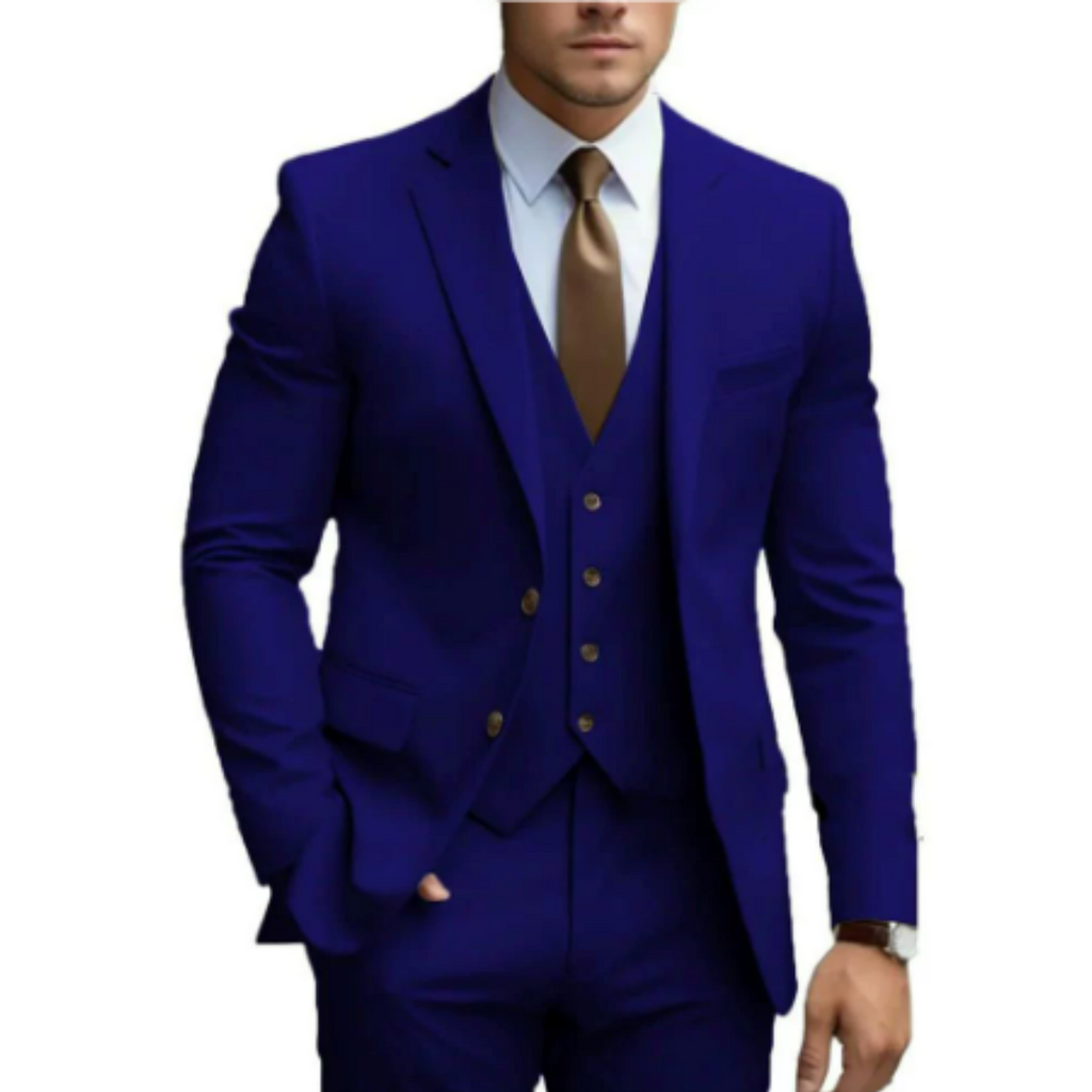 Three Piece Suit Set with Two Button Jacket for Men | Formal Wedding Wear