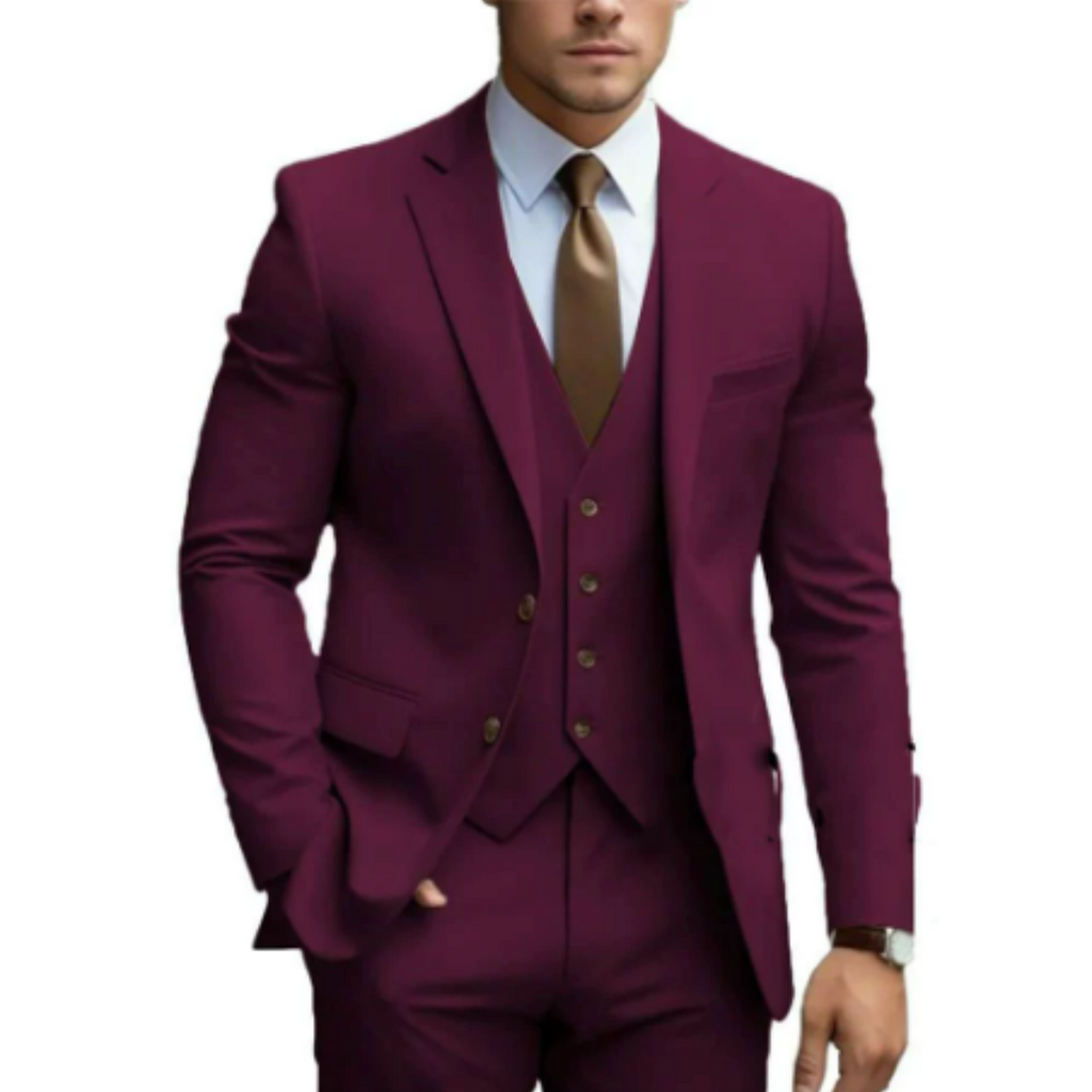 Three Piece Suit Set with Two Button Jacket for Men | Formal Wedding Wear