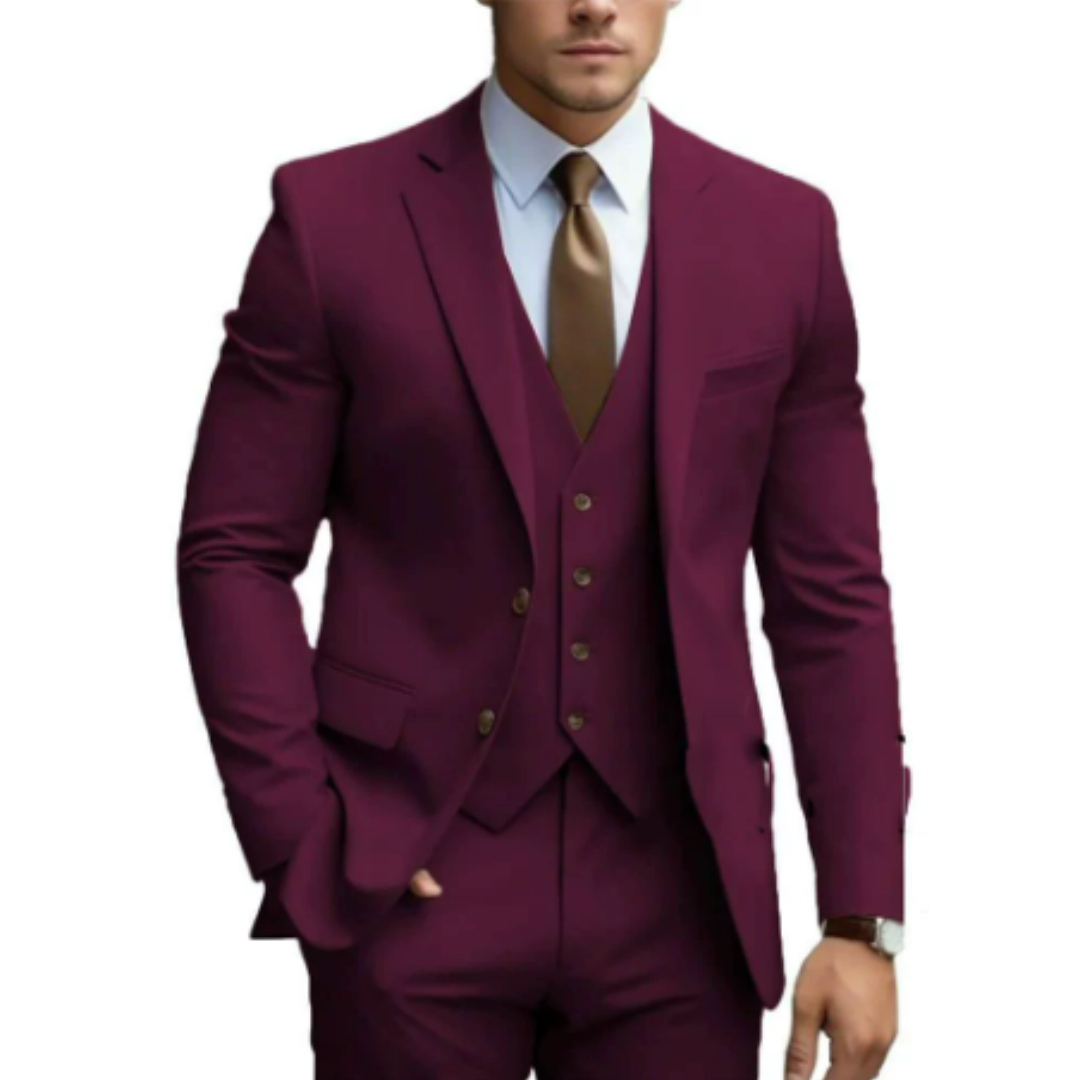 Three Piece Suit Set with Two Button Jacket for Men | Formal Wedding Wear