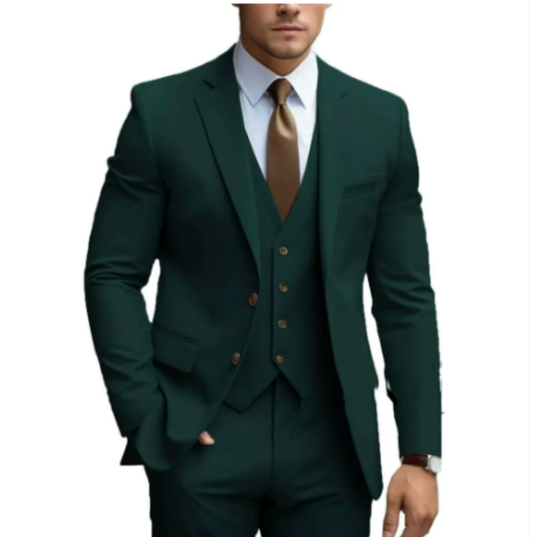 Three Piece Suit Set with Two Button Jacket for Men | Formal Wedding Wear