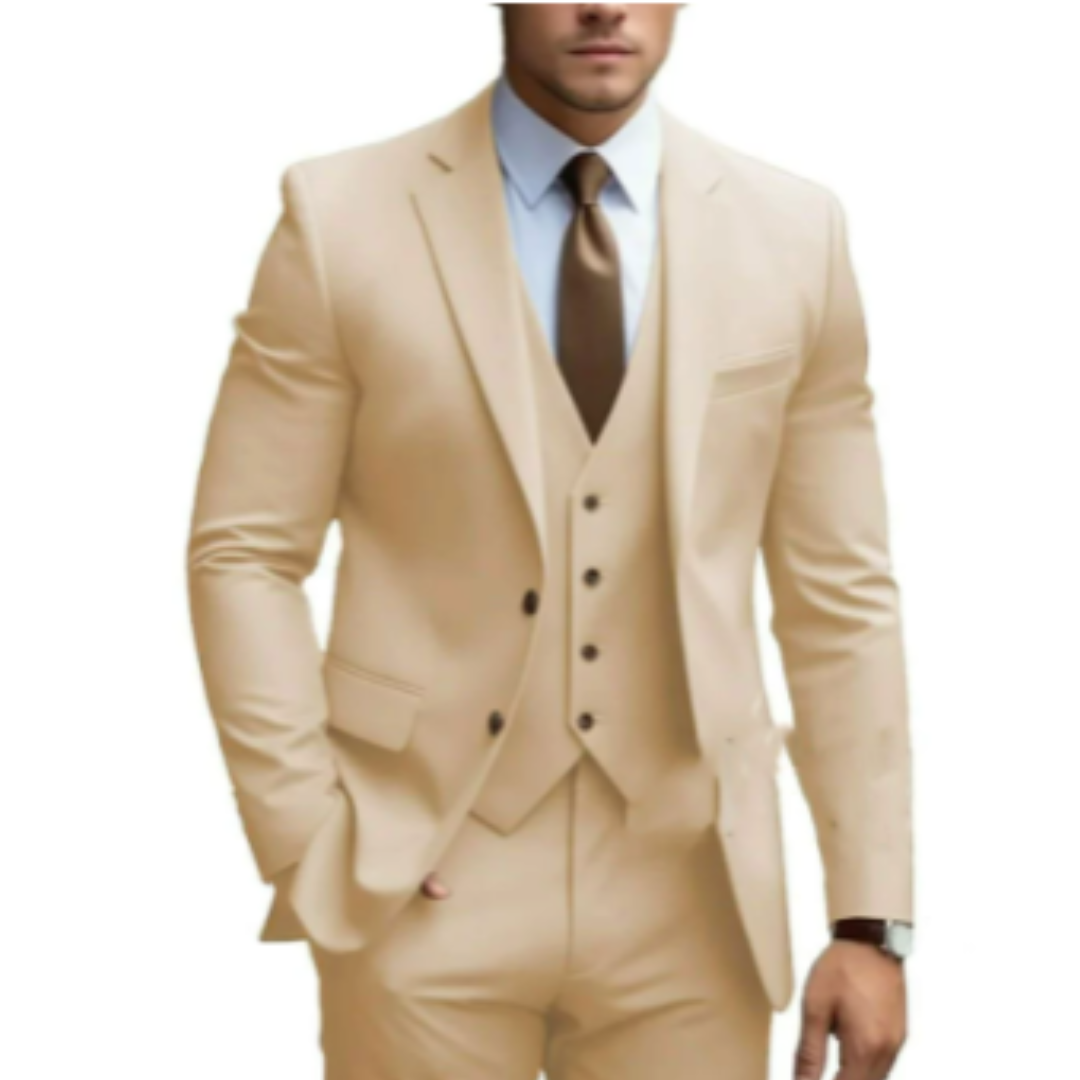 Three Piece Suit Set with Two Button Jacket for Men | Formal Wedding Wear