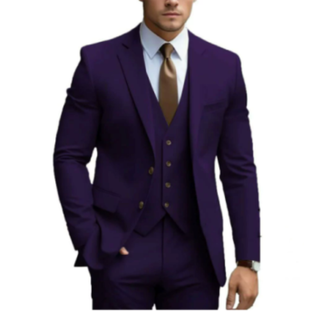 Three Piece Suit Set with Two Button Jacket for Men | Formal Wedding Wear