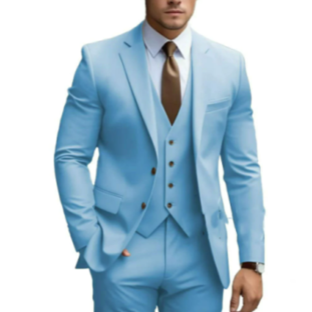 Three Piece Suit Set with Two Button Jacket for Men | Formal Wedding Wear