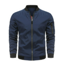Ribbed Collar Full Zip Bomber Jacket for Men | Everyday Wear
