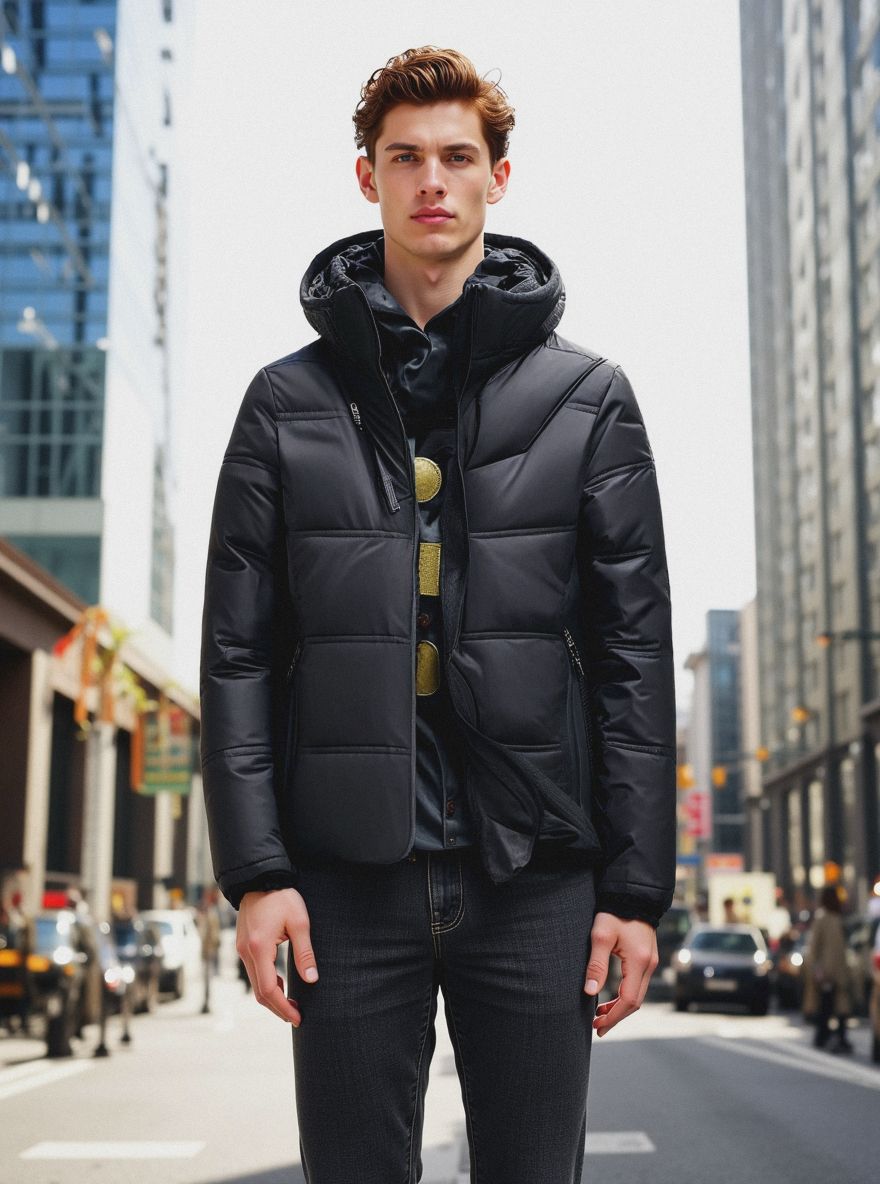 Lightweight Down Winter Jacket for Men with Insulated Warm Puffer Design