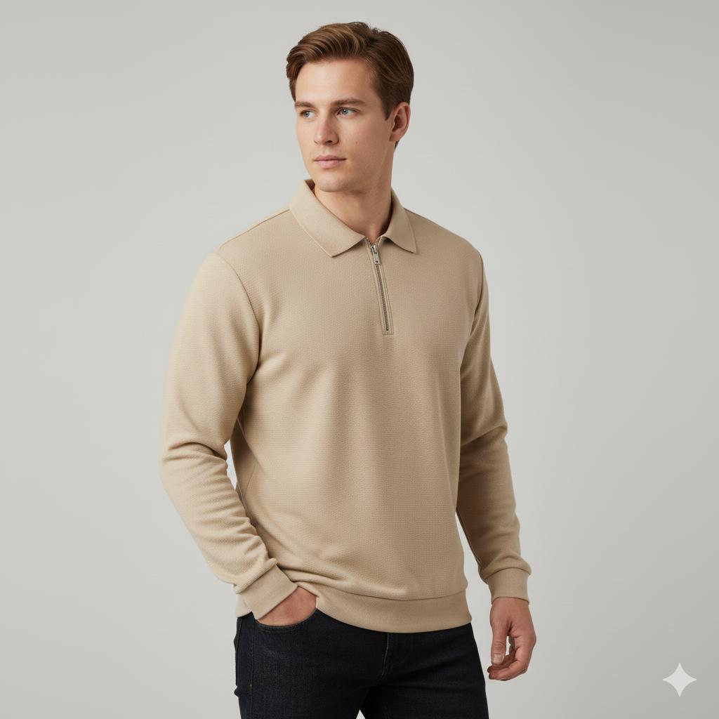 Geometric Knit Quarter Zip Turtleneck Sweater for Men | Everyday Wear