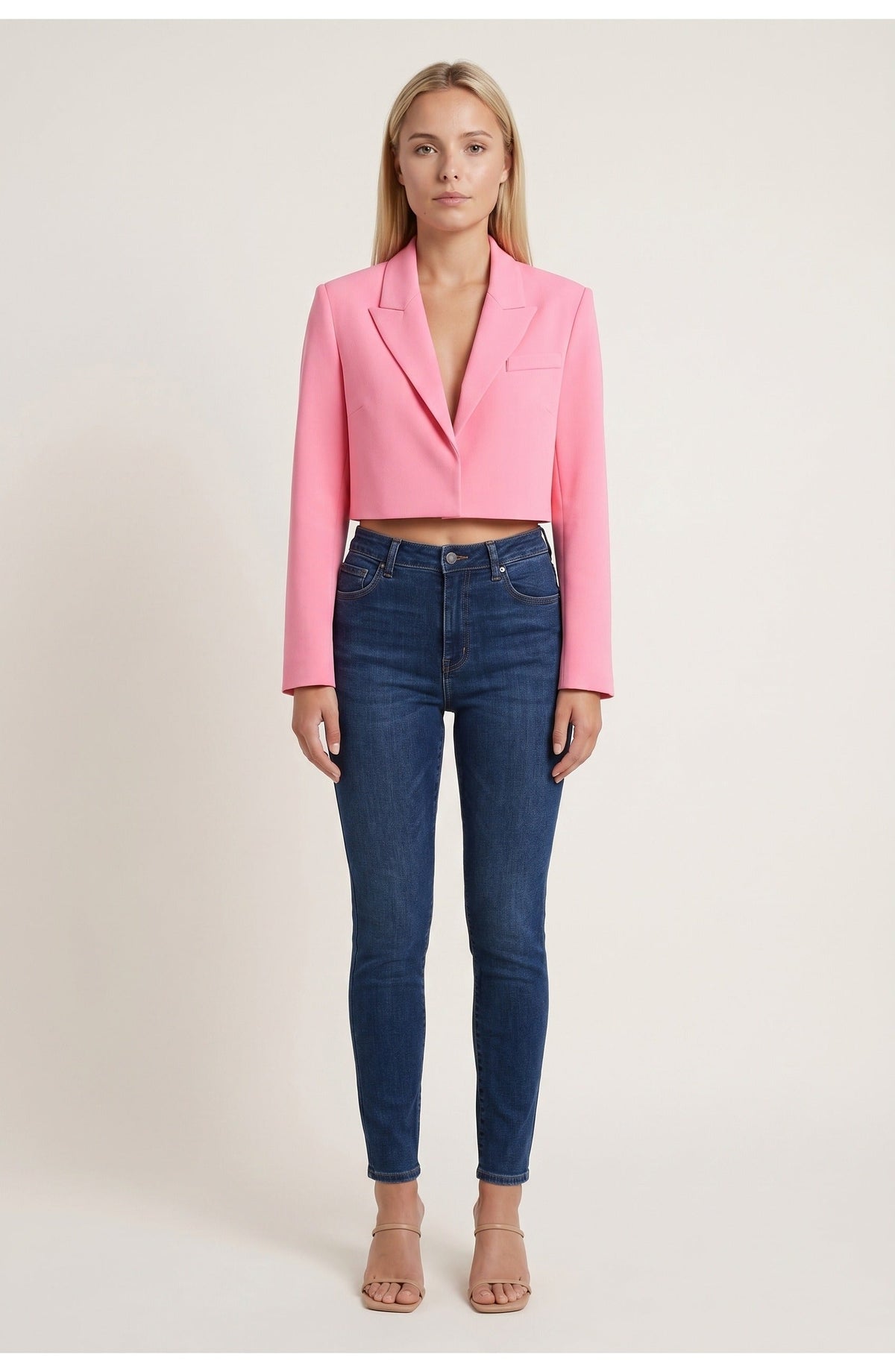Cropped Lapel Collar Blazer for Women | Office and Cocktail Wear