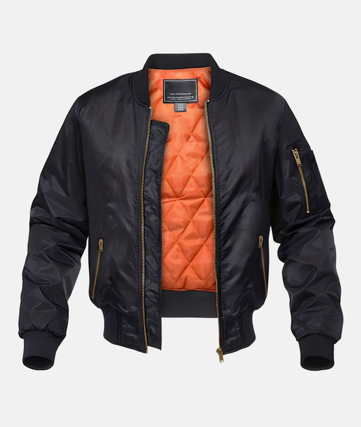 Black Quilted Bomber Jacket with Zip Closure for Men | Casual Wear