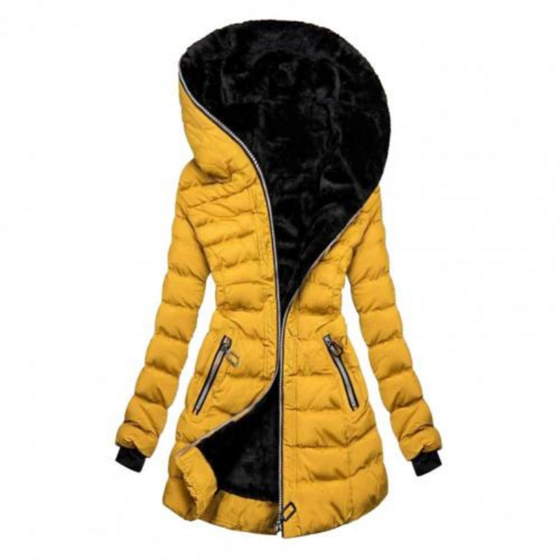 Quilted Hooded Full Zip Jacket with Insulated Lining for Women