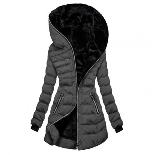 Quilted Hooded Full Zip Jacket with Insulated Lining for Women