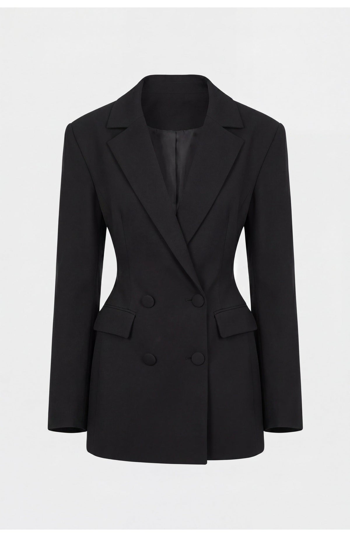 Fitted Deep V Neck Double Breasted Long Sleeve Blazer Dress for Women