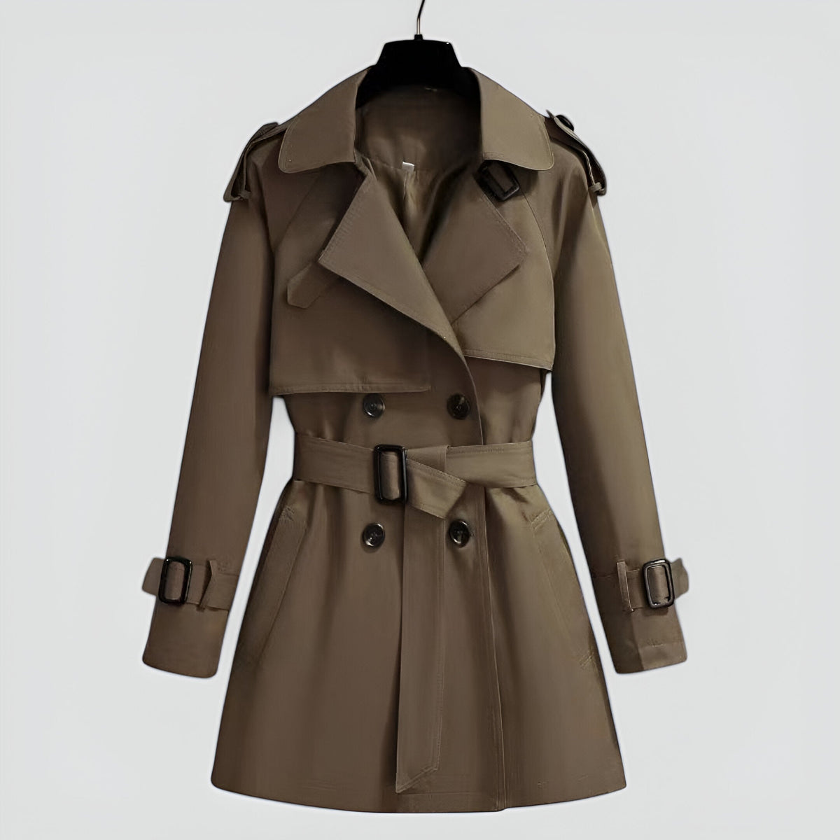 Double-Breasted Mid-Length Trench Coat for Women | Spring Autumn Outerwear