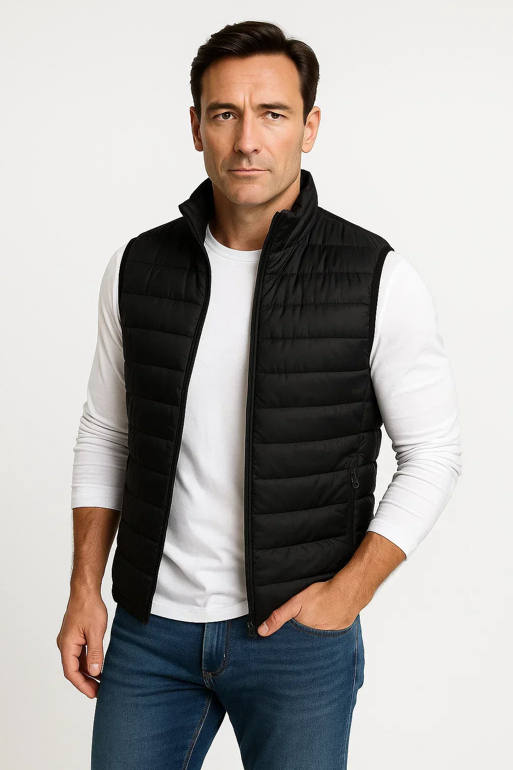 Cotton Padded Stand Collar Sleeveless Puffer Vest for Men | Winter Outerwear