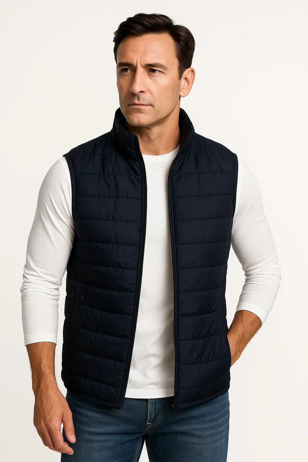 Cotton Padded Stand Collar Sleeveless Puffer Vest for Men | Winter Outerwear