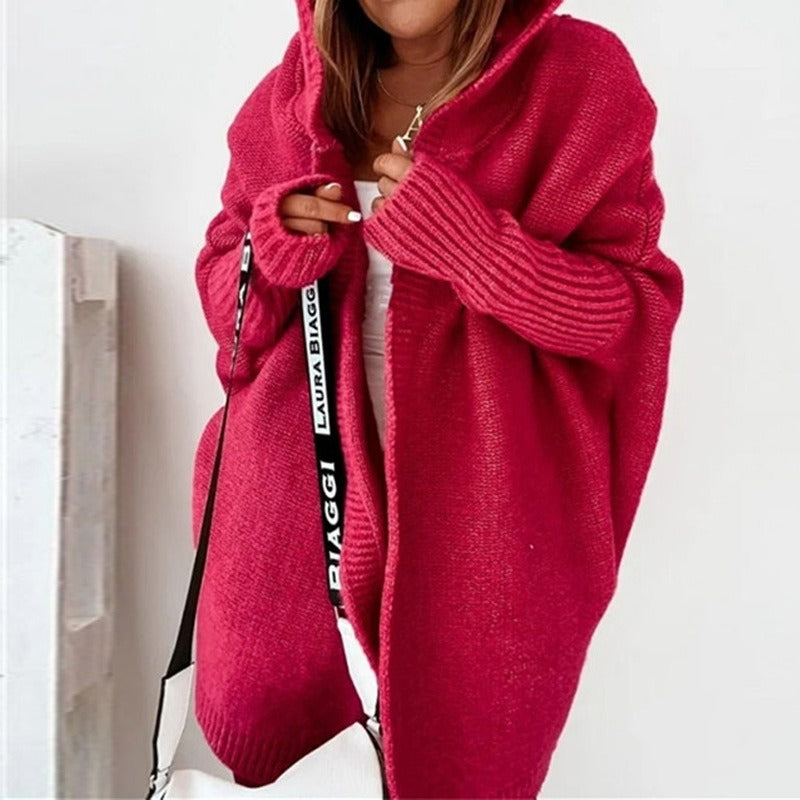 Women’s Cardigan | Long Length with Hood and Open Front Design