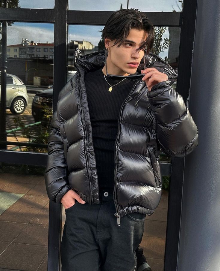 Men's Winter Quilted Jacket | High Hood, Collar, and Pockets