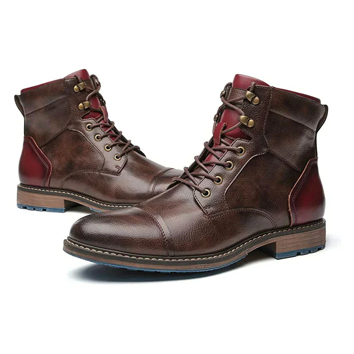 Brown Leather Lace Up Oxford Ankle Formal Dress Shoes for Men