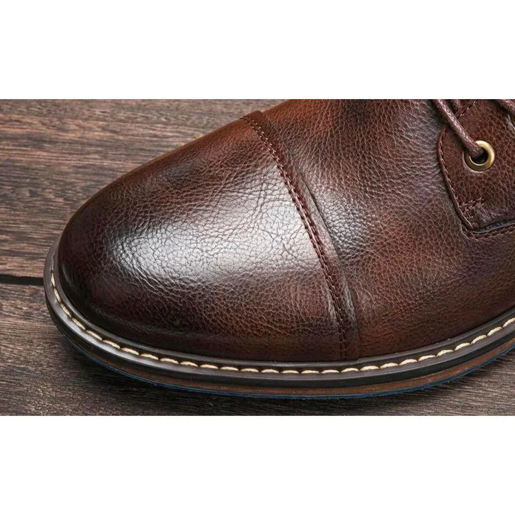 Brown Leather Lace Up Oxford Ankle Formal Dress Shoes for Men