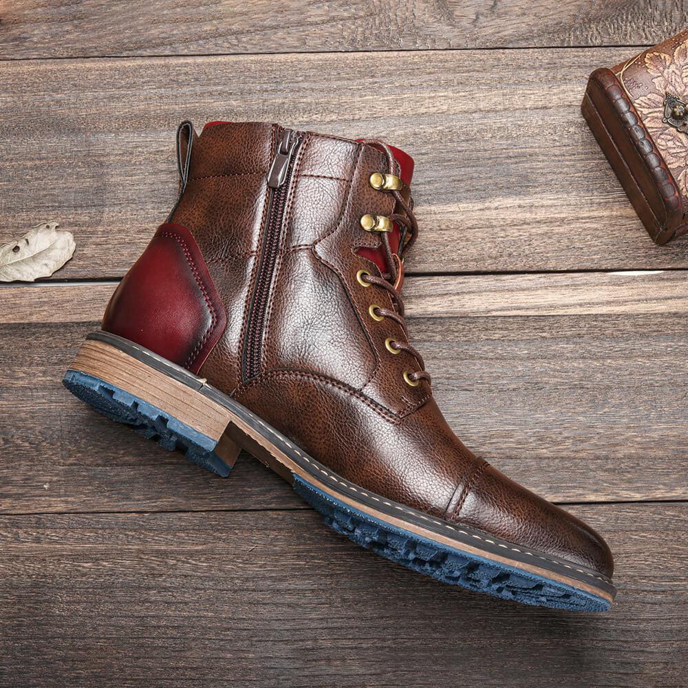 Brown Leather Lace Up Oxford Ankle Formal Dress Shoes for Men