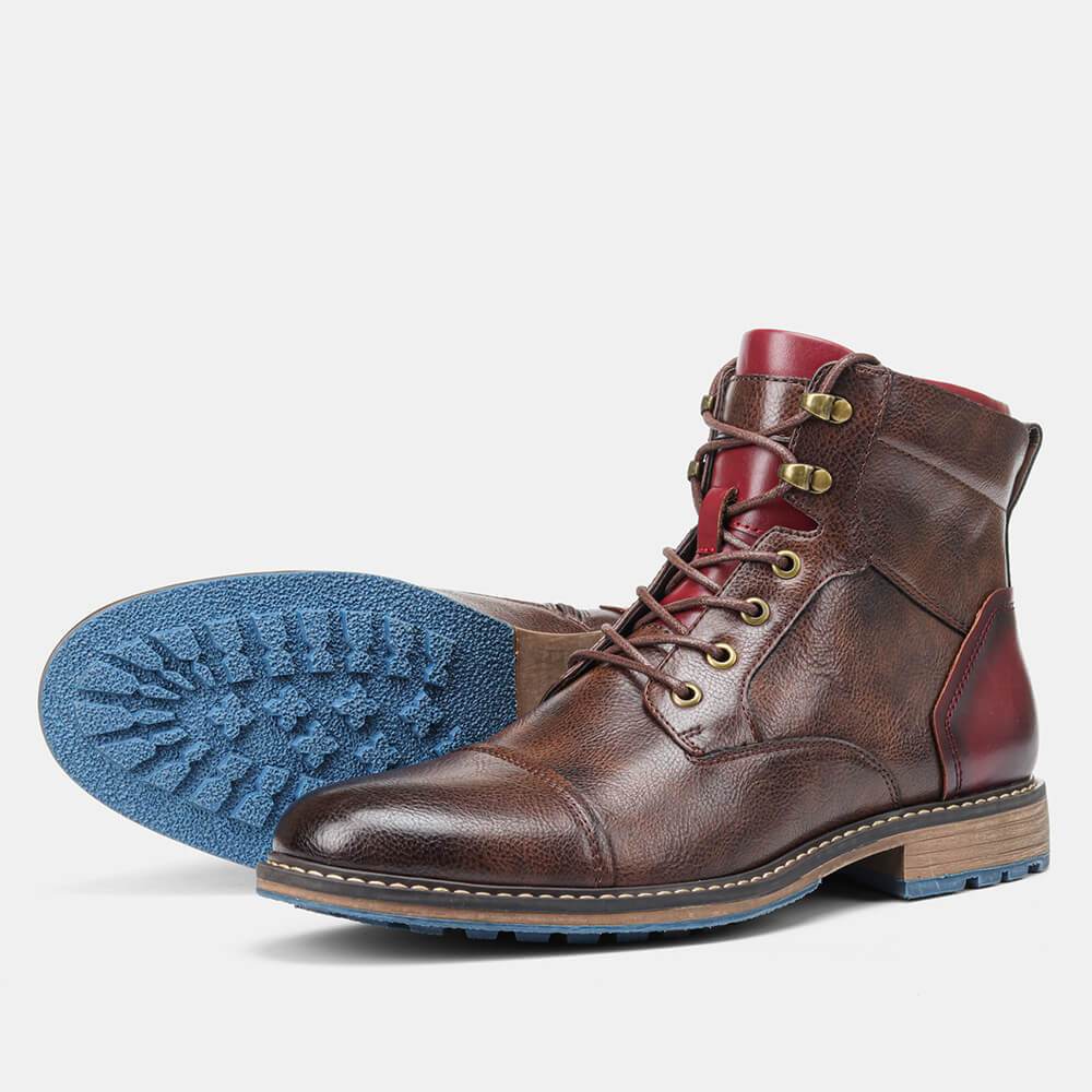 Brown Leather Lace Up Oxford Ankle Formal Dress Shoes for Men
