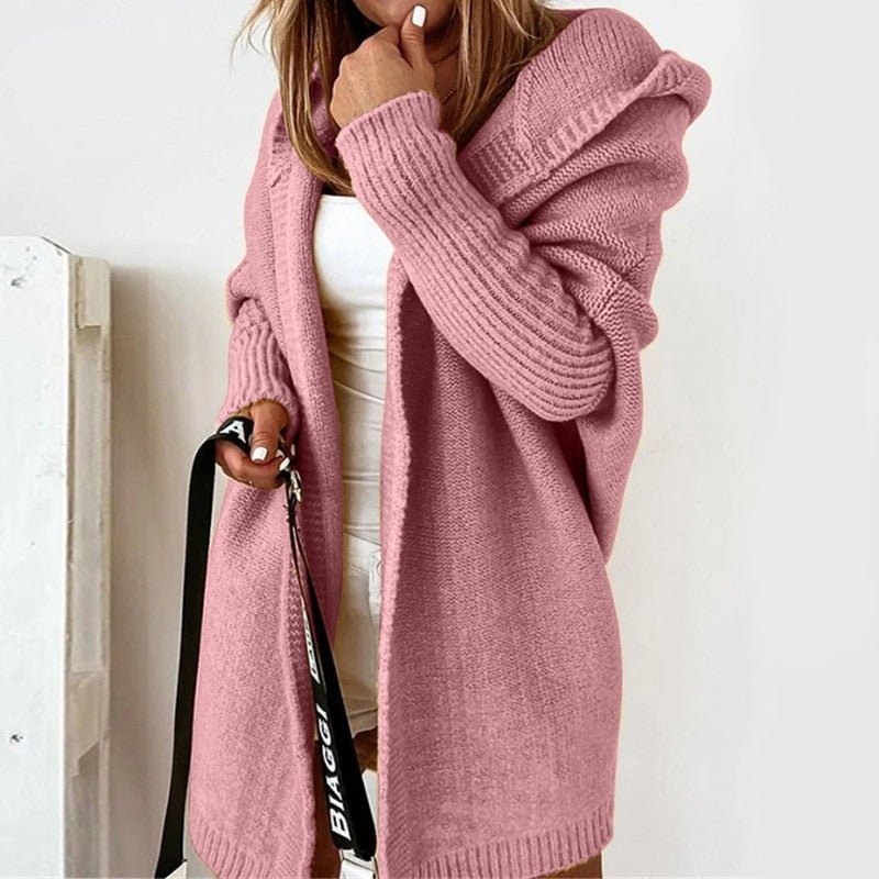 Women’s Cardigan | Long Length with Hood and Open Front Design