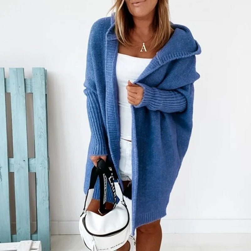 Women’s Cardigan | Long Length with Hood and Open Front Design