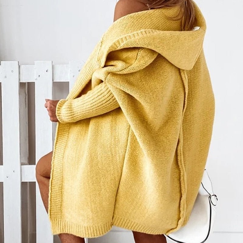 Women’s Cardigan | Long Length with Hood and Open Front Design