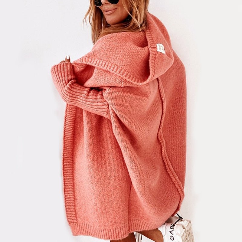 Women’s Cardigan | Long Length with Hood and Open Front Design