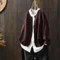 Black Oversized Button Front Long Sleeve Cardigan for Women | Office Wear