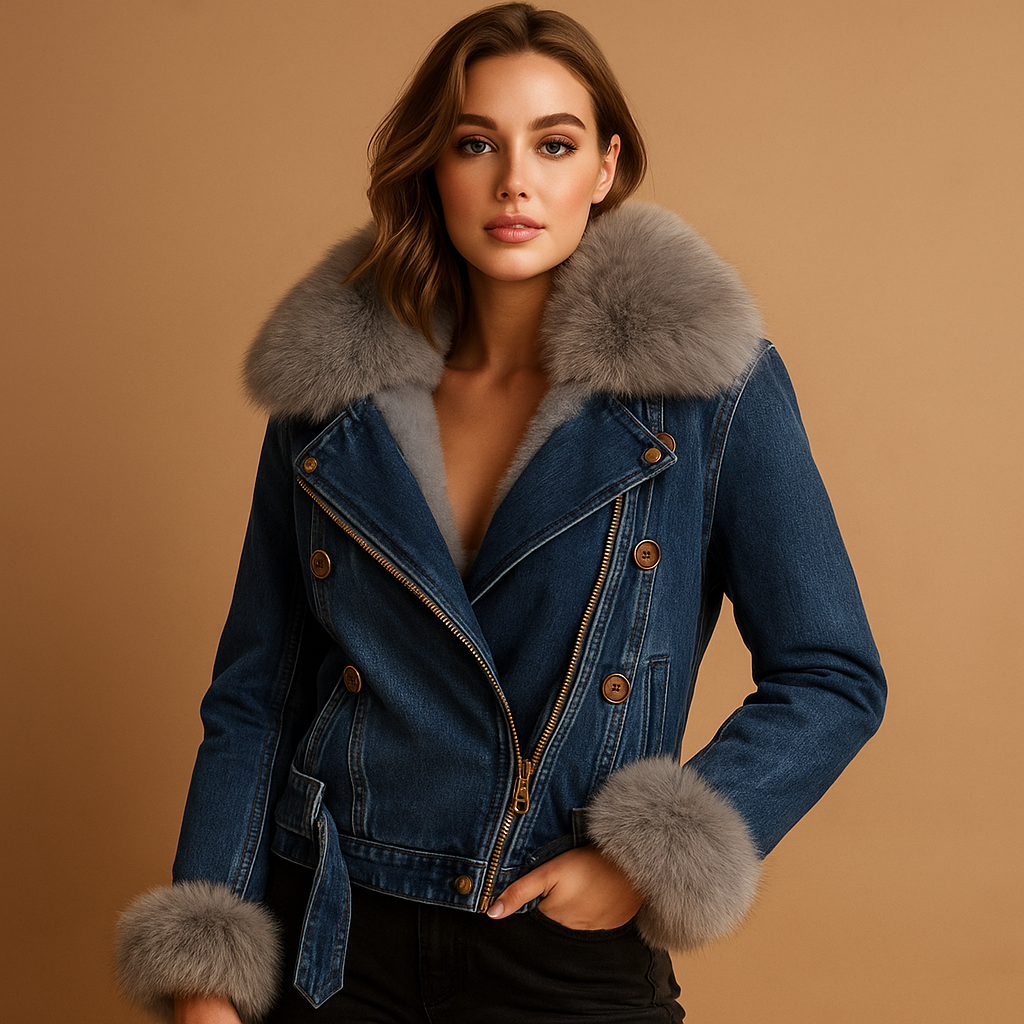 Blue Short Fitted Winter Jacket for Women | Everyday Outerwear