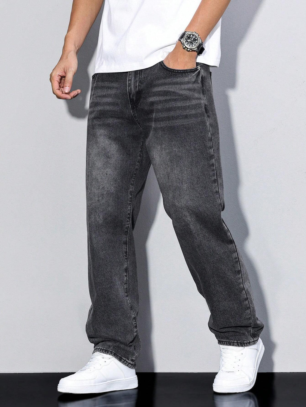 Regular Fit Straight Leg Mid Rise Jeans for Men | Everyday Wear