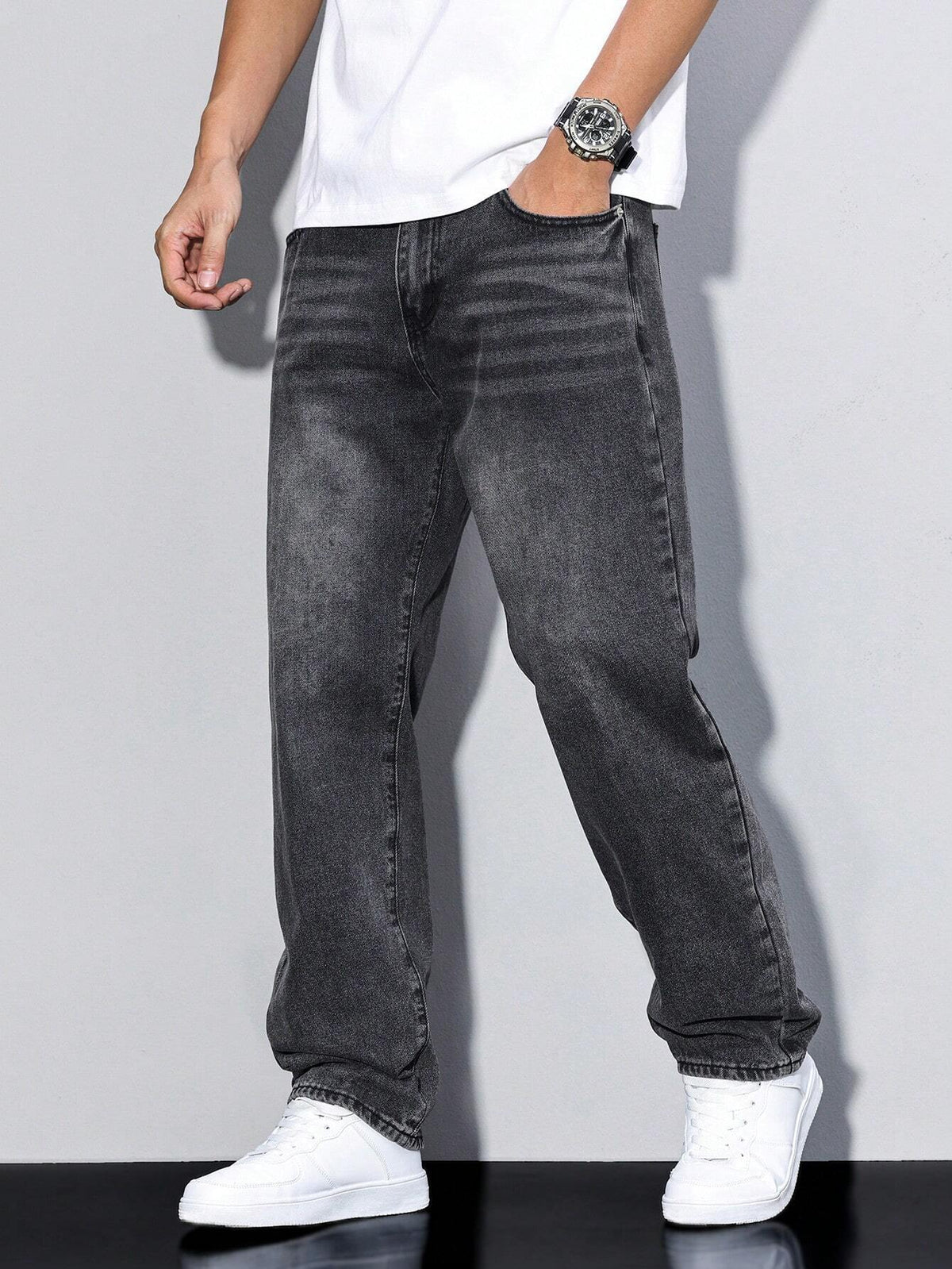 Regular Fit Straight Leg Mid Rise Jeans for Men | Everyday Wear
