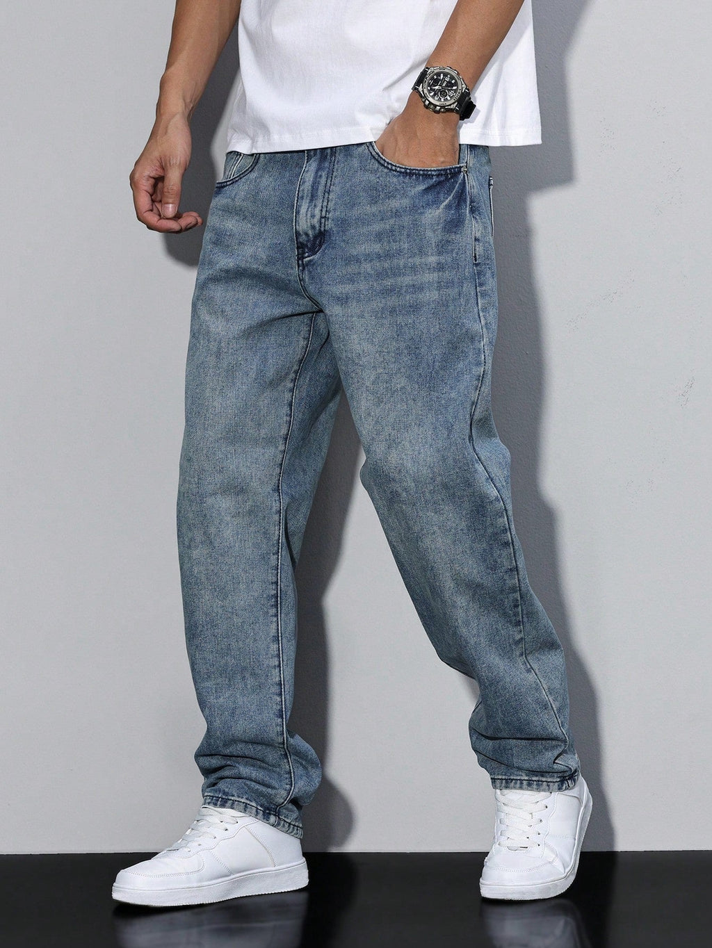 Regular Fit Straight Leg Mid Rise Jeans for Men | Everyday Wear